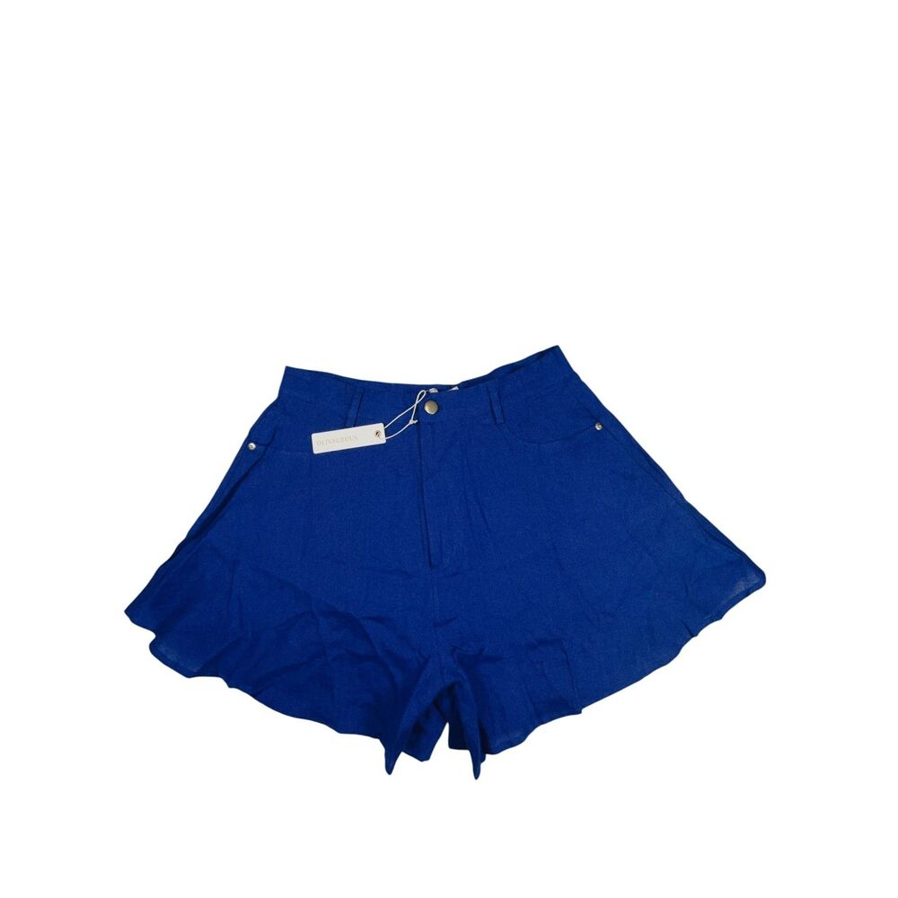Olivaceous Blue Linen Blend Flowy Shorts Women's Size L High Rise NWT Pockets
